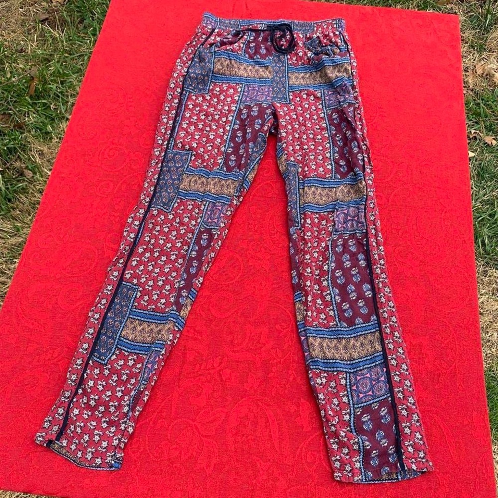 bershka floral patchwork pants size small‎